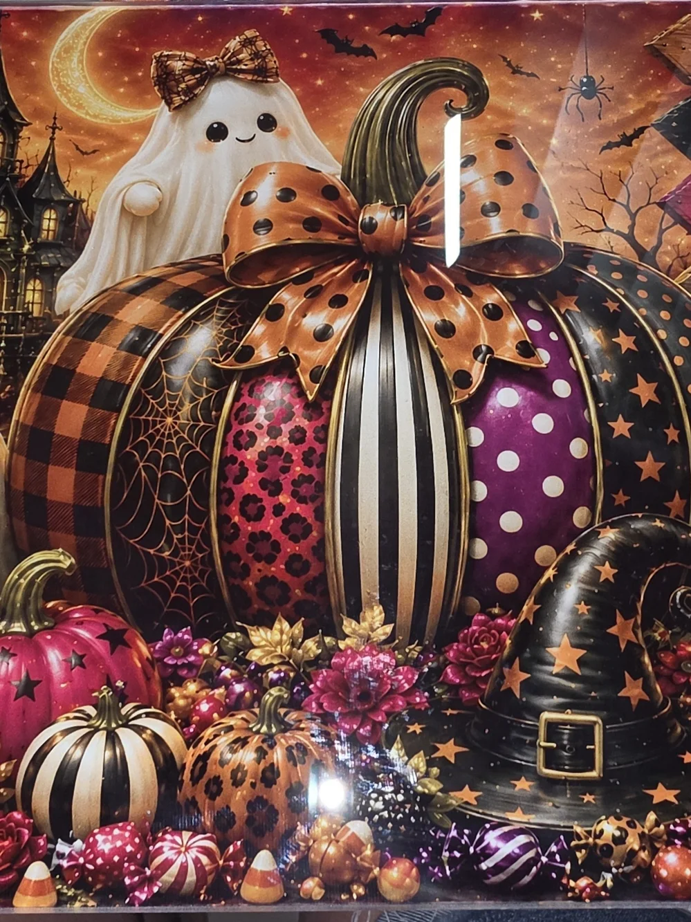 Halloween Decorative Pumpkin Glass Cutting BOARD - Orange, Black & Purple